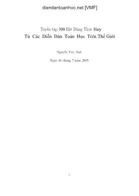 Tuyển tập 300 bất đẳng thức hay từ các diễn đàn Toán học trên thế giới
